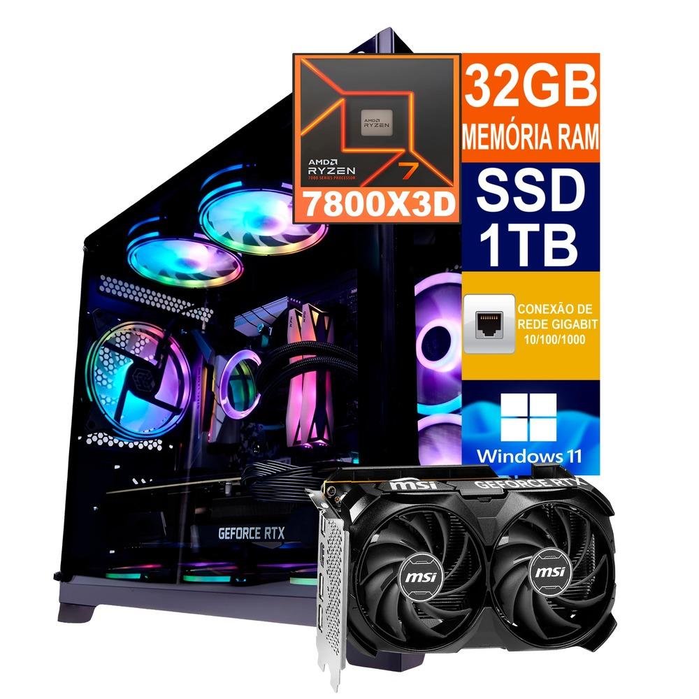 Pc Gamer Amd Ryzen 7 7800x3d 32GB RAM KaBuM
