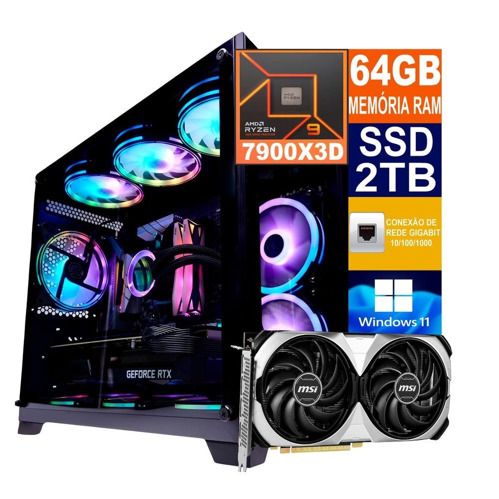 Pc Gamer Amd Ryzen 9 7900x3d 64GB RAM DDR5 KaBuM