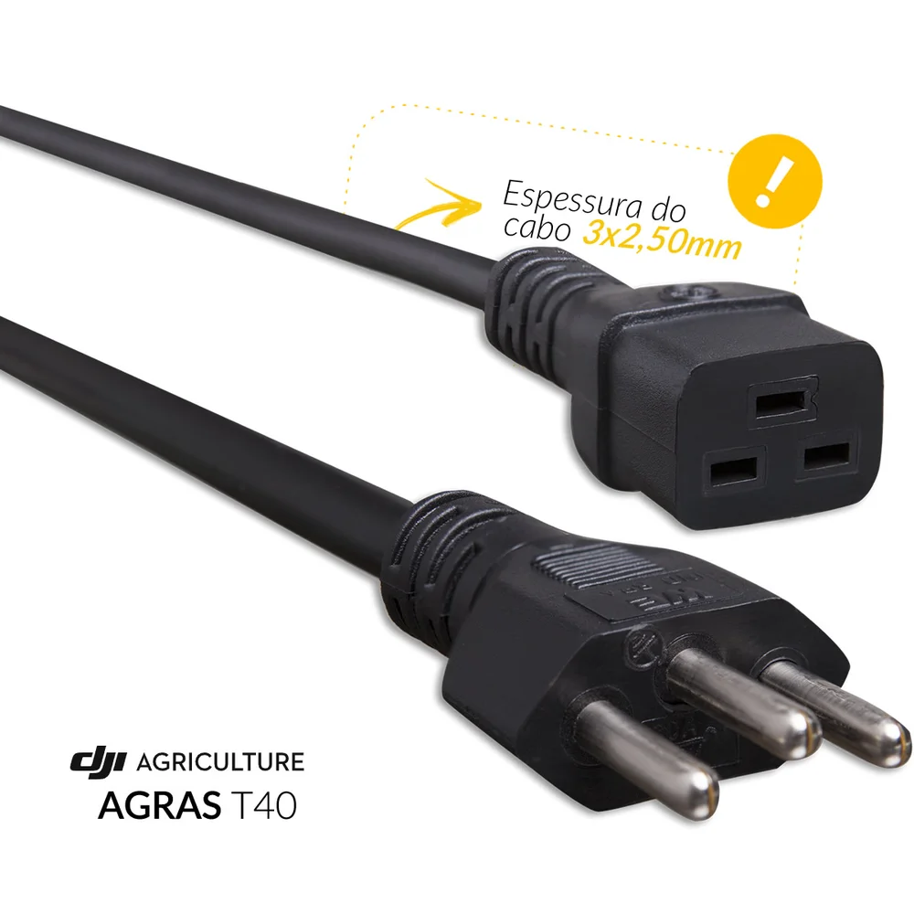 Imagem 4 de 4 do produto Cabo De Força C19 P/ Estação De Bateria Dji Agras T40 1,80 Metros
