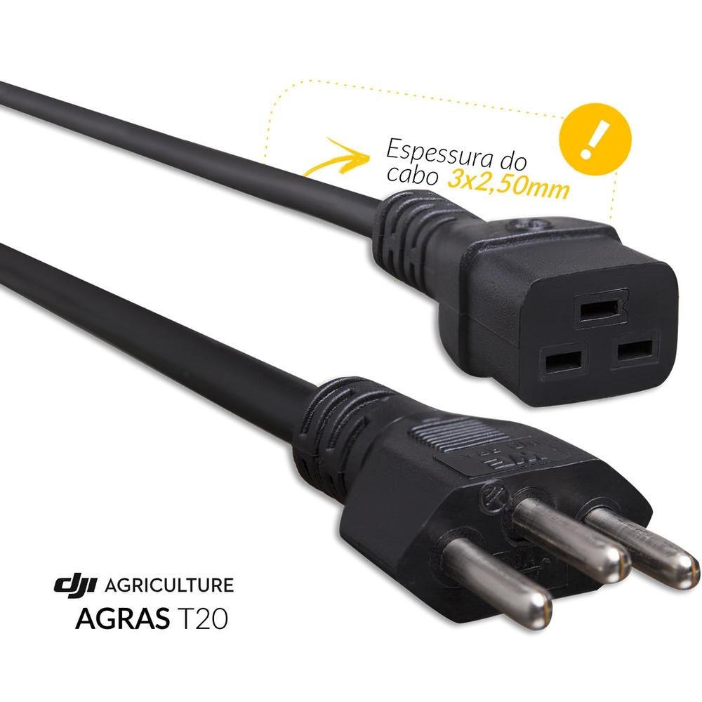 Imagem 3 de 3 do produto Cabo De Força C19 P/ Estação De Bateria Dji Agras T20 5 Metros