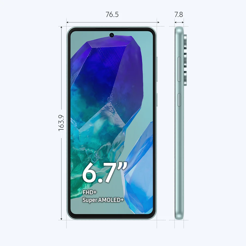 Imagem 4 de 4 do produto Smartphone Samsung Galaxy M55, 256GB,  8GB RAM, Câmera Tripla Até 50MP, Tela Super Amoled 6.7, Verde Claro
