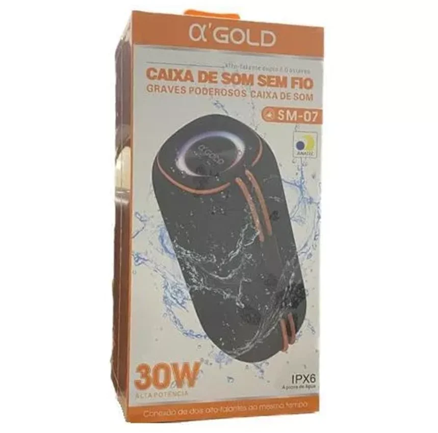 Imagem 2 de 2 do produto Caixa De Som Gold 30W, USB, AUX, Bluetooth, Tf Card, Tws - Sm07