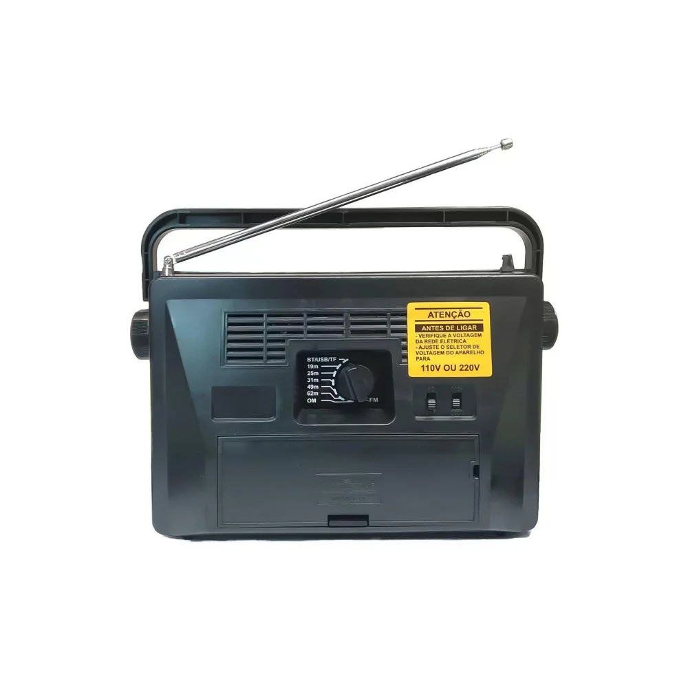 Rádio Portátil Motobras 7 Faixas Preto KaBuM