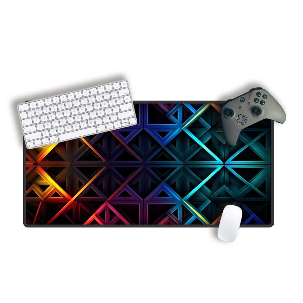 Mouse Pad Gamer Speed Extra Grande Profissional 90x40  - Geométrico Laranja Azul