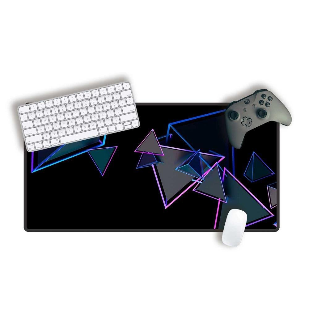 Mouse Pad Gamer Speed Extra Grande Profissional 70x30  - Triangulos Neon
