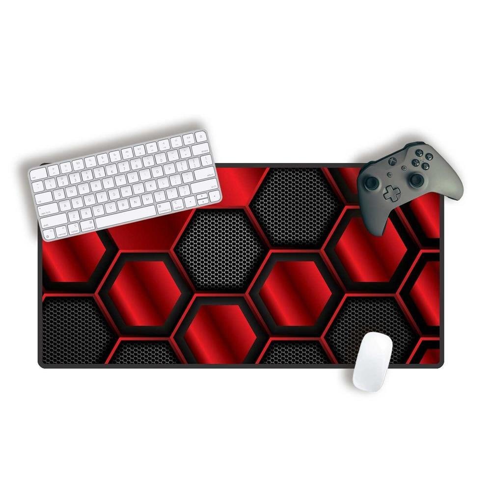 Mouse Pad Gamer Speed Extra Grande Profissional 60x30  -  Hexagonal Vermelho