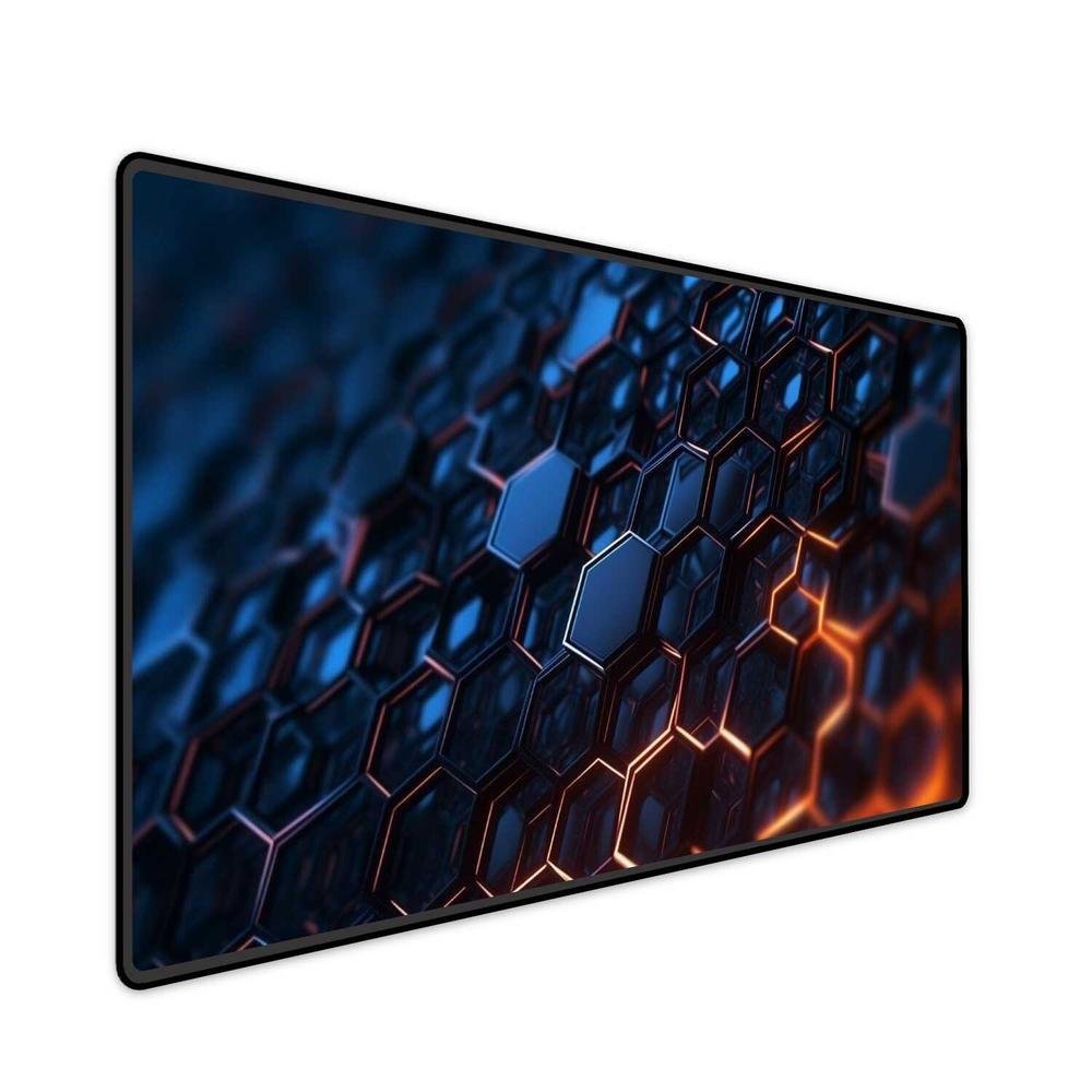 Mouse Pad Gamer Speed Extra Grande Profissional 80x40 - Hexagonal Azul E Laranja Mouse Pad Gamer Speed Extra Grande Profissional 80x40 - Hexagonal Azul E Laranja