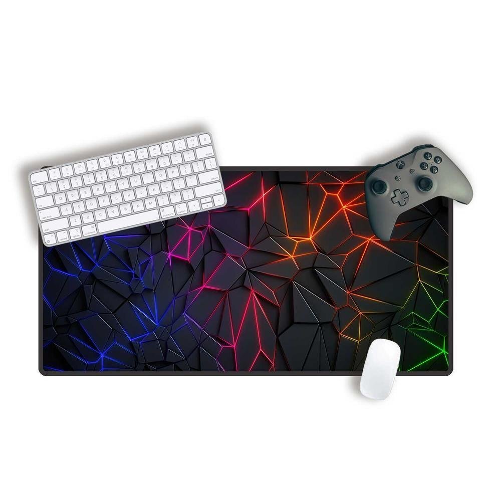 Mouse Pad Gamer Speed Extra Grande Profissional 90x40  - Neon Geométrico