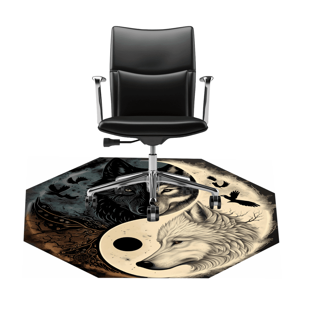 Imagem 2 de 2 do produto Tapete Gamer Premium Protetor De Piso Quarto Escritório - Lobo Ying Yang