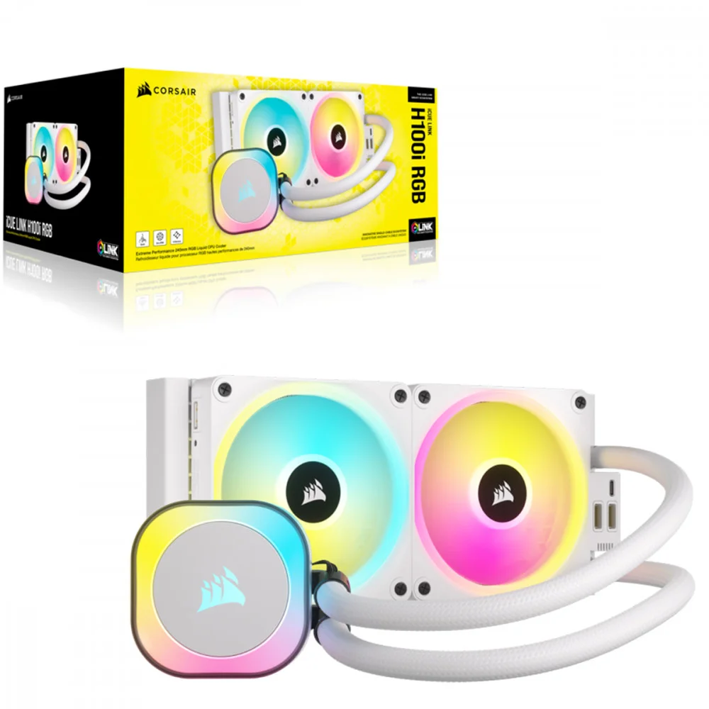 Water Cooler Corsair Icue Link H100i, RGB, 240mm, White Aio - Cw-9061005-ww 8