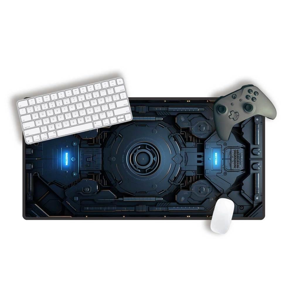 Mouse Pad Gamer Speed Extra Grande Desk Pad Profissional Premium Com Borda Costurada 70x35 -nave Door Azul