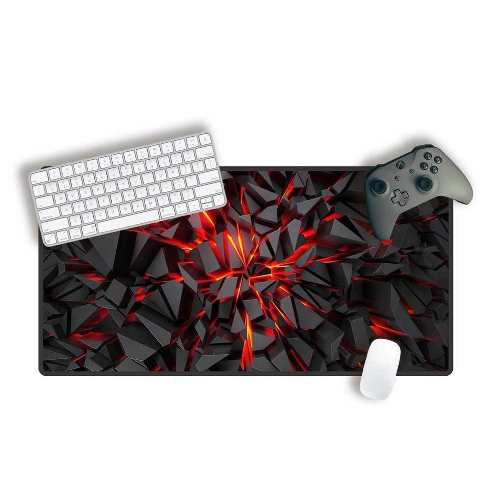 Mouse Pad Gamer Speed Extra Grande Desk Pad Profissional Premium Com Borda Costurada 60x30 - Mirror Vermelho