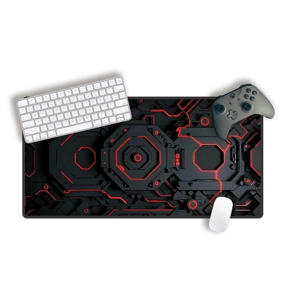 Imagem 2 de 2 do produto Mouse Pad Gamer Speed Extra Grande Desk Pad Profissional Premium Com Borda Costurada 70x35 - Nave Door Vermelho