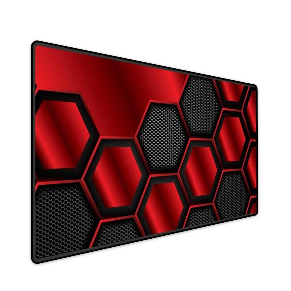 Mouse Pad Gamer Speed Extra Grande Profissional 70x35 - Hexagonal Vermelho Mouse Pad Gamer Speed Extra Grande Profissional 70x35 - Hexagonal Vermelho