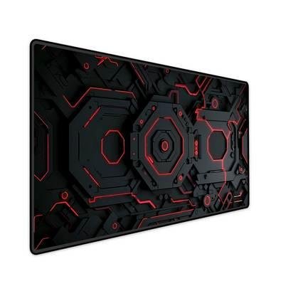 Mouse Pad Gamer Speed Extra Grande Desk Pad Profissional Premium Com Borda Costurada 80x40  - Nave Door Vermelho