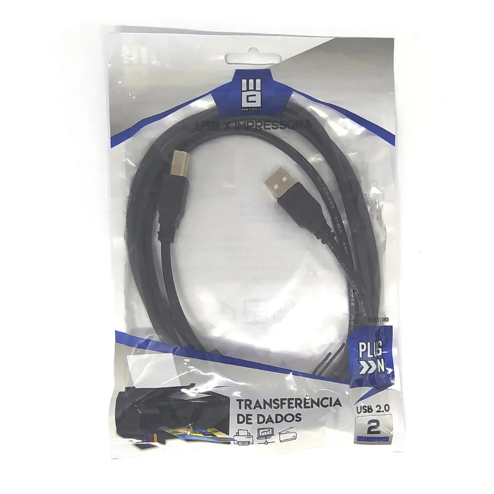 Imagem 3 de 3 do produto Cabo Mbtech Mb5-81030, USB 2.0, Para Impressora, 2 Metros