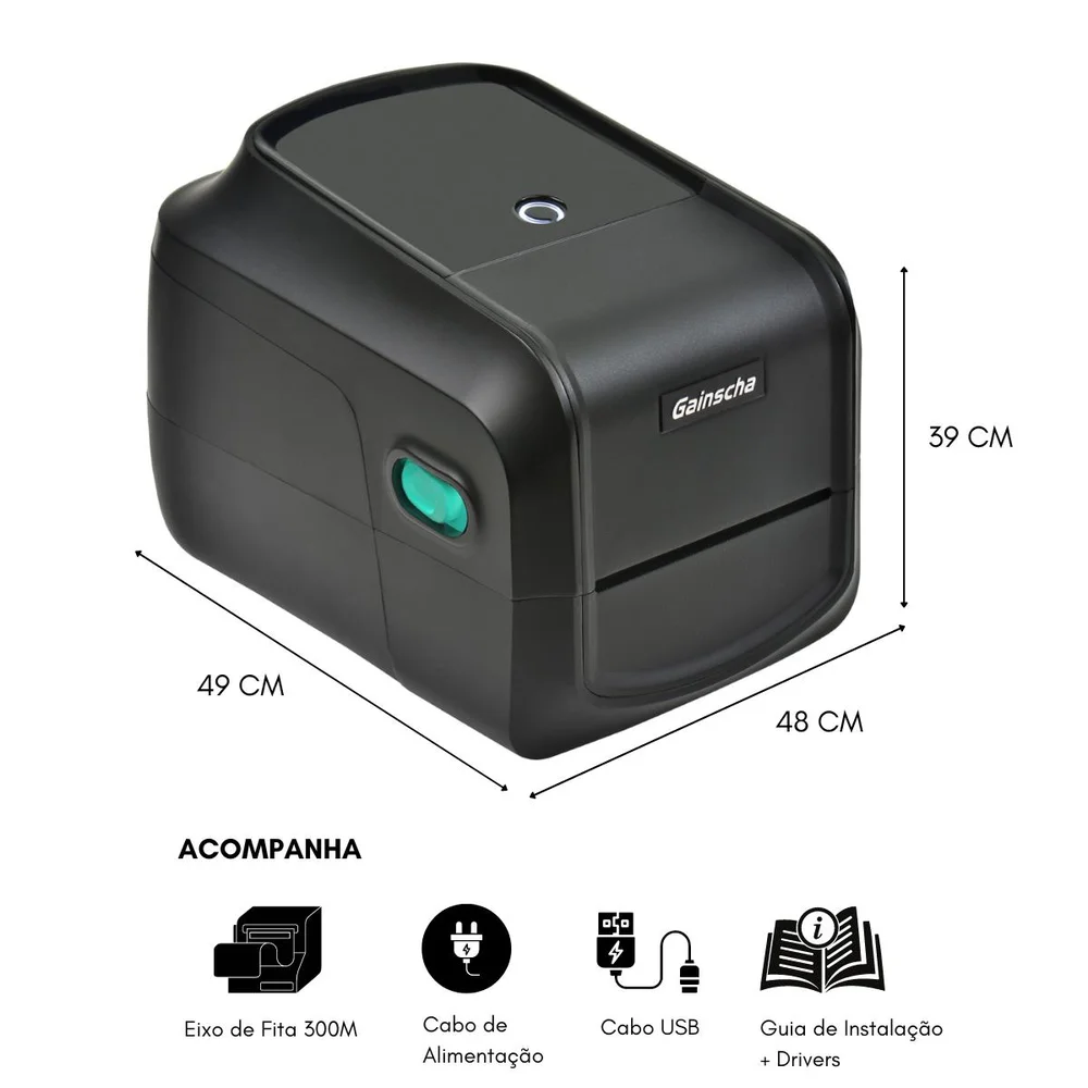 Imagem 4 de 5 do produto Impressora Térmica De Código De Barras Gainscha, 4 ", 203dpi - Ga2408t
