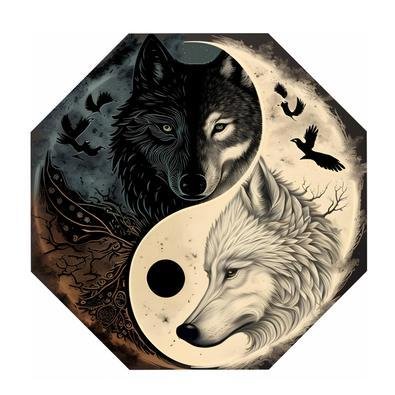 Tapete Gamer Premium Protetor De Piso Quarto Escritório - Lobo Ying Yang