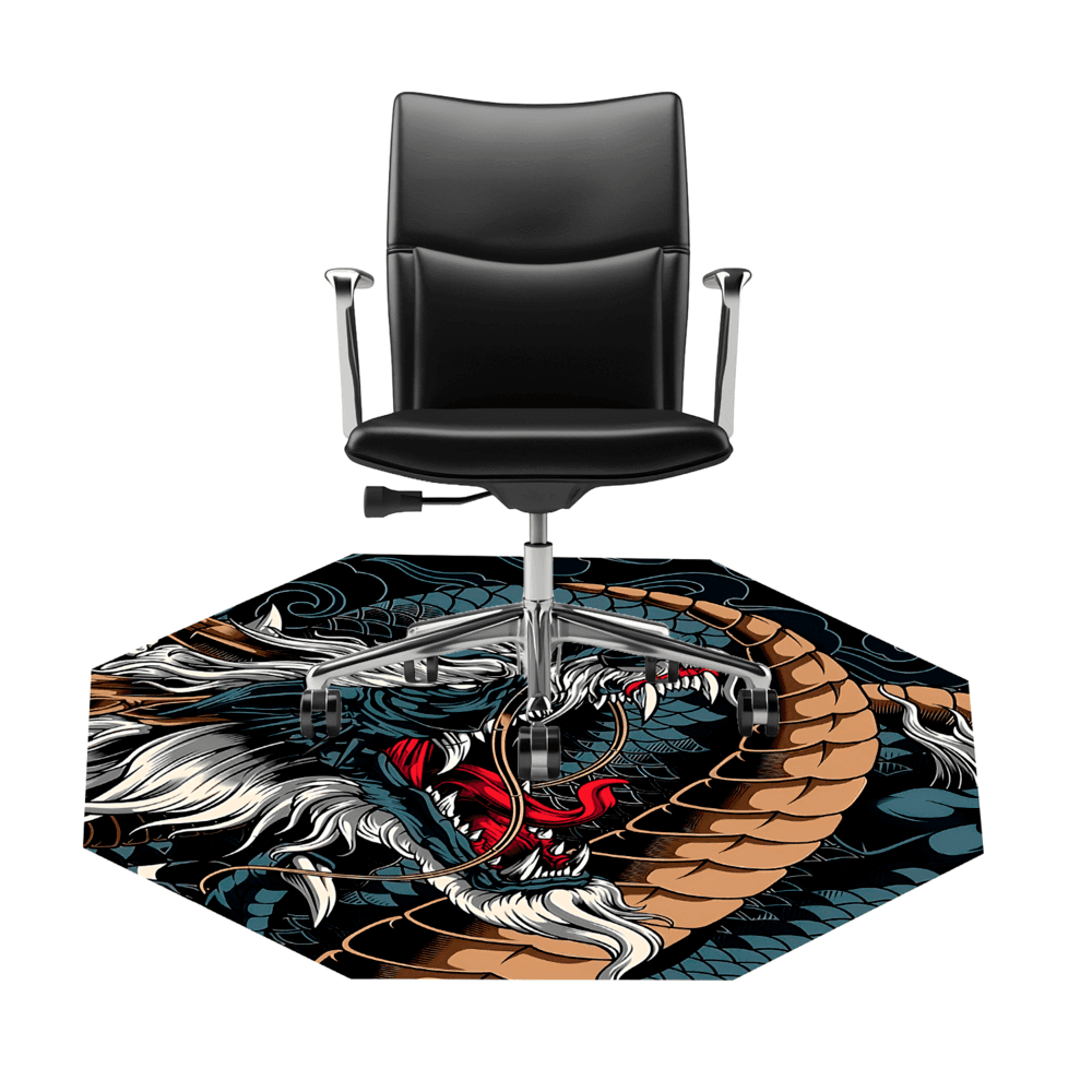Imagem 2 de 2 do produto Tapete Gamer Premium Protetor De Piso Quarto Escritório - Dragão Azul