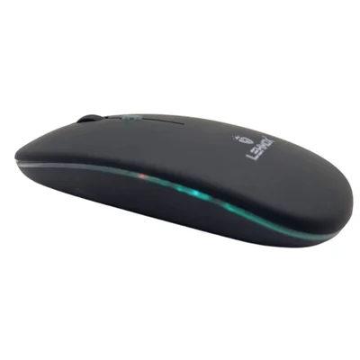 Mouse Wireless Lehmox, Recarregável, LED, RGB - Preto