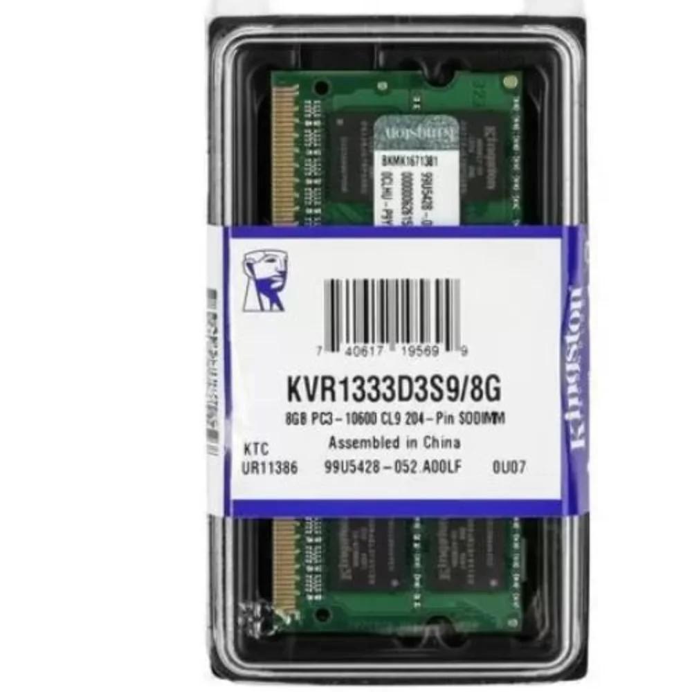 Memoria Kingston, 8GB, 1333Mhz, DDR3, Para Notebook - Kvr1333d3s9/8g