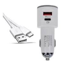 Carregador Veicular Turbo 9.1a H'maston, USB-A Quick charge 3.0, S18-1 + Cabo V8, Branco