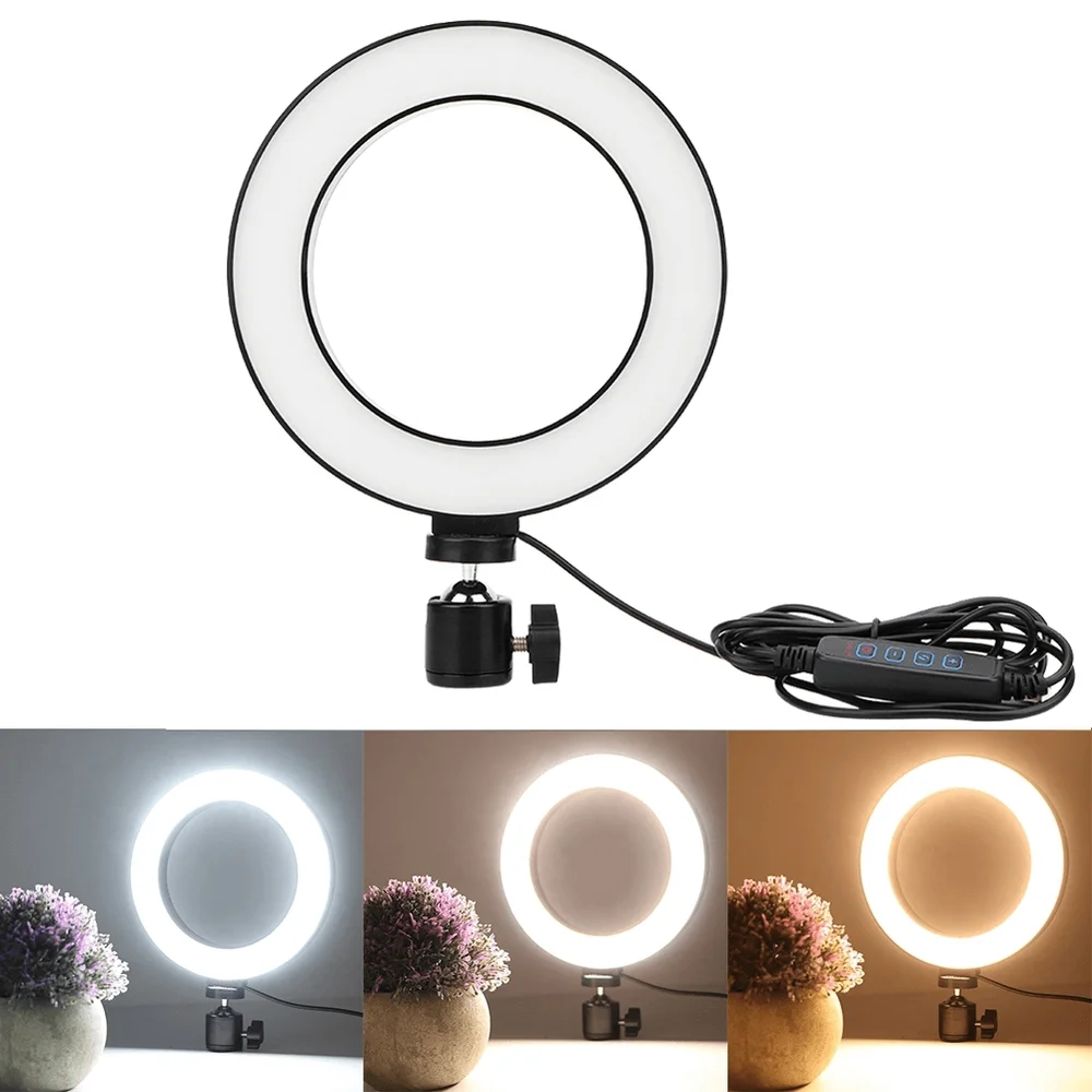 Imagem 2 de 5 do produto Iluminador LED Circular 10" Ring Light Live Usb Com Suporte De Celular