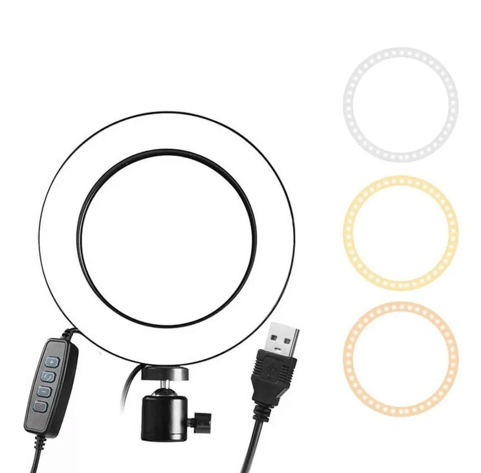 Imagem 4 de 5 do produto Iluminador LED Circular 10" Ring Light Live Usb Com Suporte De Celular