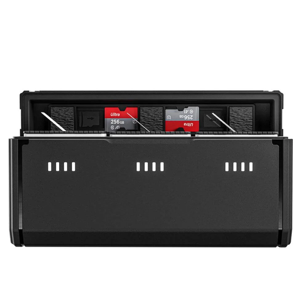 Carregador Triplo Multifuncional Para Gopro Hero 12 / 11 / 10 / 9 Black - Telesin