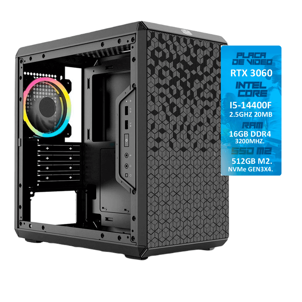 高性能ゲーミングPC I5 14400F RTX 3060 12GB PC Gamer Computech I514400f KaBuM