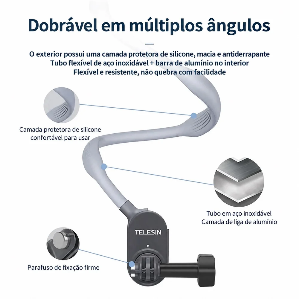 Imagem 5 de 5 do produto Alça De Pescoço Com Suporte Para Gopro E Câmeras Similares - Telesin (grande)
