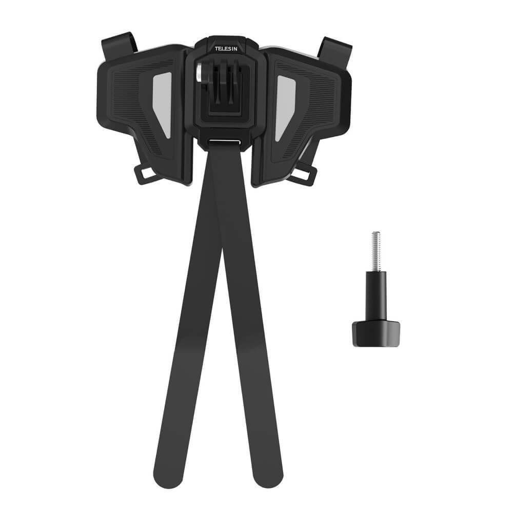 Imagem 1 de 5 do produto Suporte Queixo Para Gopro E Câmeras Similares - Telesin Cor Cinza