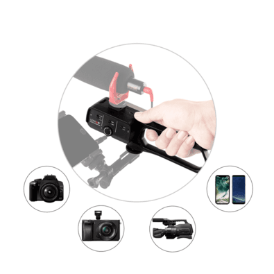 Adaptador Áudio Lensgo D1l De Microfones Para Câmeras E Filmadoras Com Regulador De Frequência