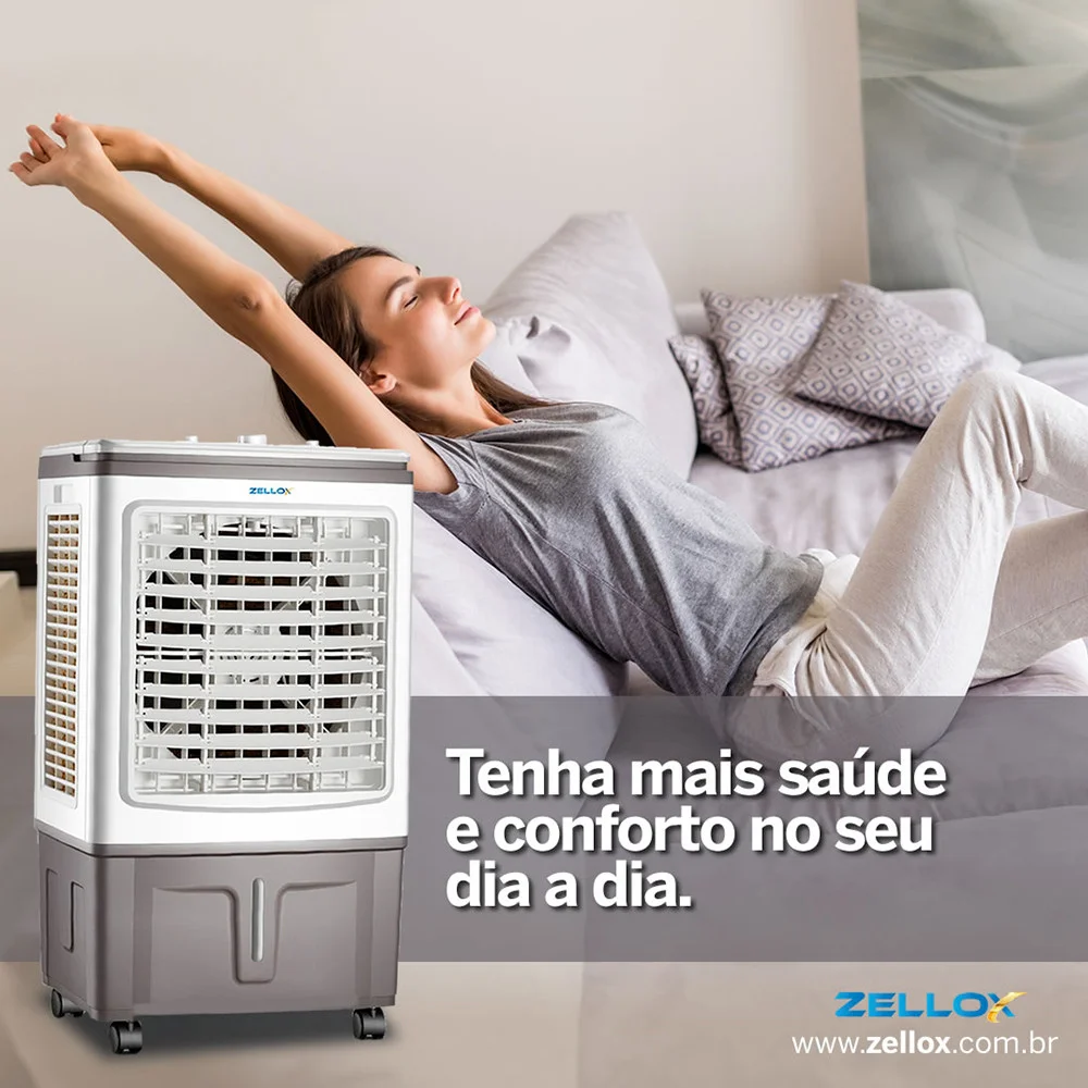 Imagem 4 de 5 do produto Climatizador E Umidificador De Ar Portátil 30 Litros 4 Funções Branco 127v -  Zellox