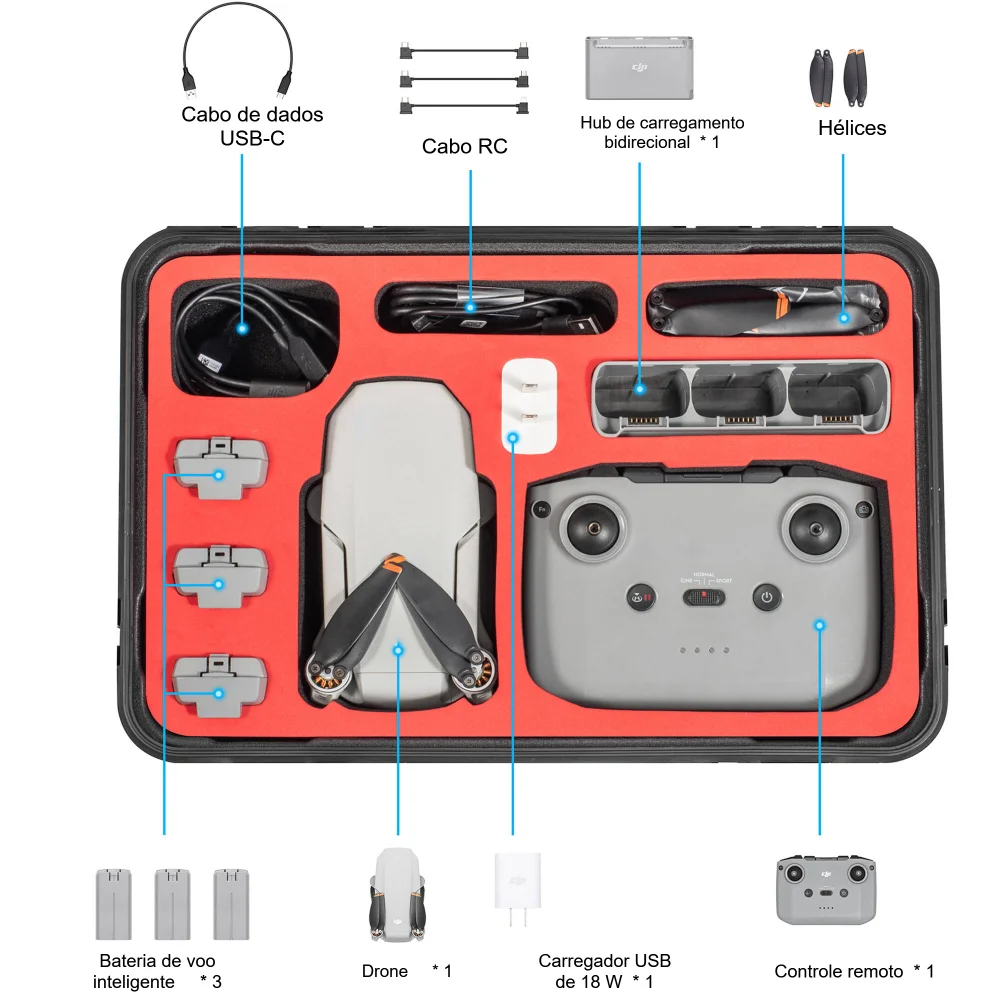 Imagem 4 de 5 do produto Case Maleta Estanque para Drone DJI Mini 2 /  Mini 2 SE / Mini 4K - StartRC