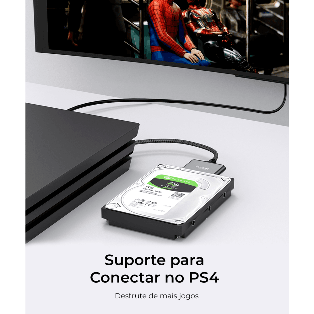 Imagem 2 de 5 do produto Adaptador Hubonic USB 3.0, Para Sata, Para Discos Rígidos 2.5, Leitor De Hd