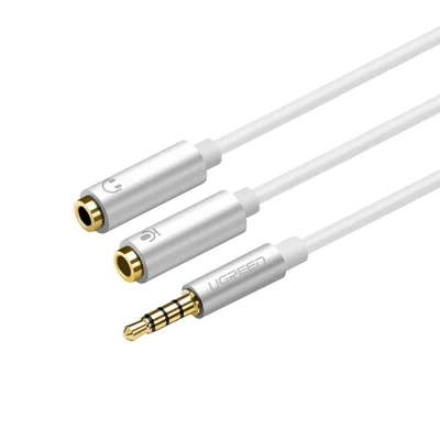 Cabo De Áudio P2 Macho Para 2 P2 Fêmea Microfone Branco Ugreen