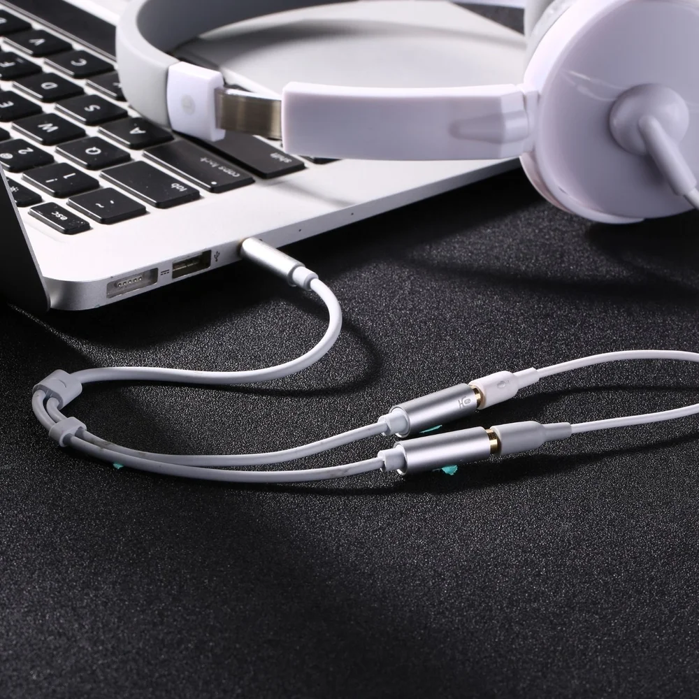 Imagem 3 de 5 do produto Cabo De Áudio P2 Macho Para 2 P2 Fêmea Microfone Branco Ugreen