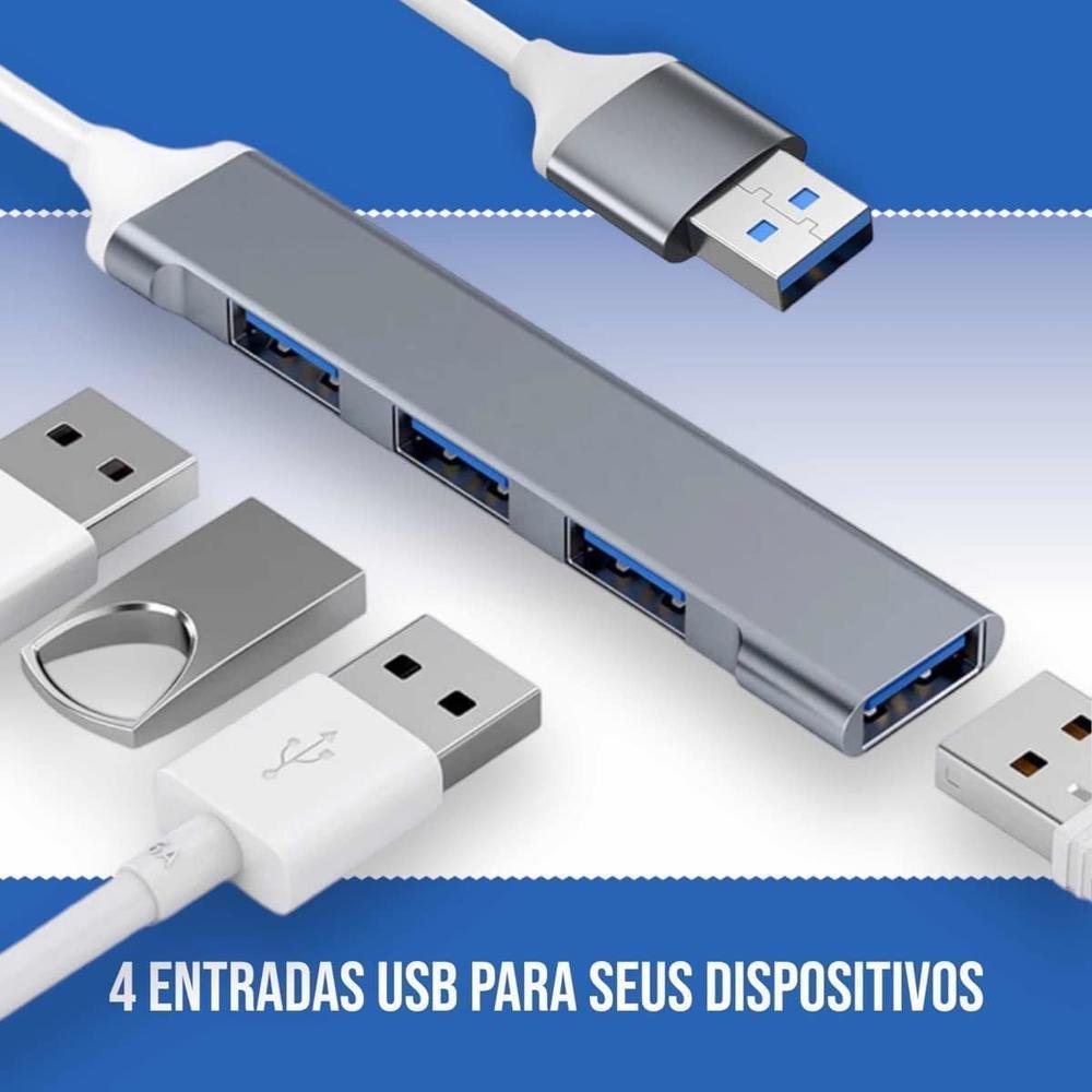 Imagem 4 de 5 do produto Hub Hubonic USB 3.0, 4 Portas, USB 3.0, Adaptador USB, 5 Gbps, Liga De Alumínio, Portátil Para Periféricos, Tablet, Computador