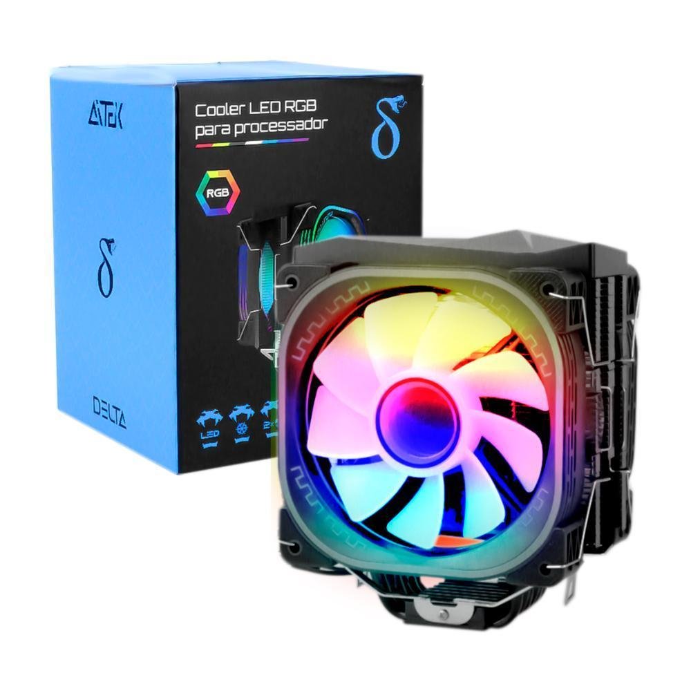 Ventoinha, Cooler Fan, Para Processador Intel, AMD, LED, RGB, Silencioso 120mm 4
