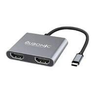 Hubonic hub adaptador dual hdmi, usb c para dual hdmi , hub usb c 4-em-1, display único 4k30hz/ duplo 2k60hz, porta usb c pd100w, usb a 3.1 de alta ve