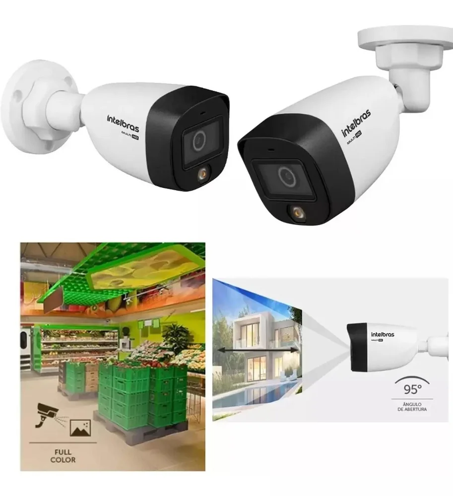 Imagem 5 de 5 do produto Kit 3 Cameras Segurança Intelbras Full Color Vhd 1120b Dvr 4ch Full C/ Hd 1TB .