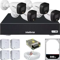 Kit 4 Cameras Segurança Intelbras Full Color Vhd 1120b Dvr 4ch Full C/ Hd 500gb .