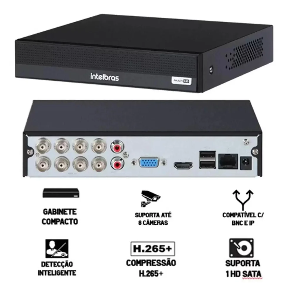 Imagem 2 de 5 do produto Kit 8 Cameras Segurança Intelbras Full Color Vhd 1120b Dvr 8ch Full C/ Hd 1TB .