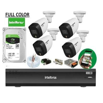 Kit Cftv Intelbras 4 Camera Full Color Dvr Imhdx 3004 C/ 1TB