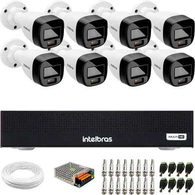 Kit 8 Cameras Seguranca Intelbras Full Color Vhd 1120b Dvr 8ch Full S/ Hd .