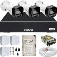Kit 3 Cameras Segurança Intelbras Full Color Vhd 1120b Dvr 4ch Full C/ Hd 500gb .