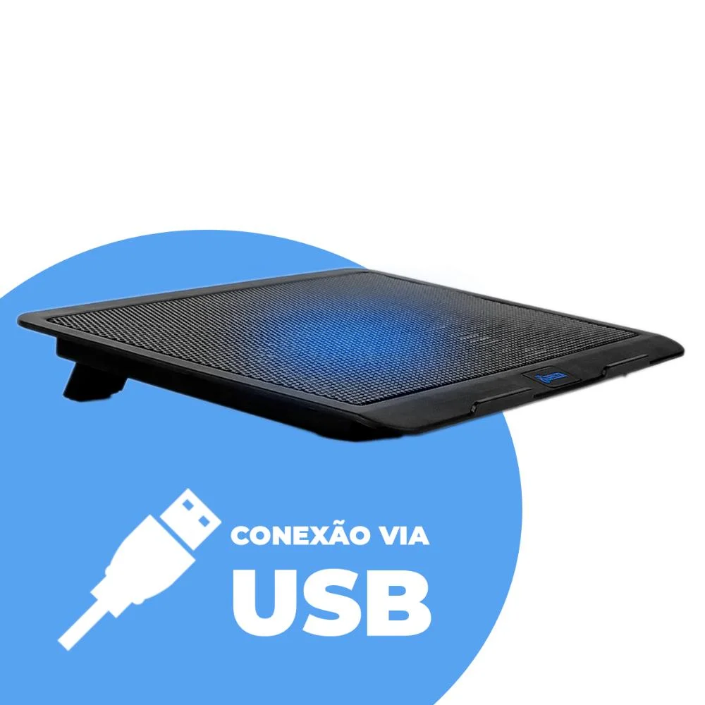 Base Cooler Fan Notebook, LED, Laptop Resfriamento Usb 1500rpm Base Cooler Fan Notebook, LED, Laptop Resfriamento Usb 1500rpm
