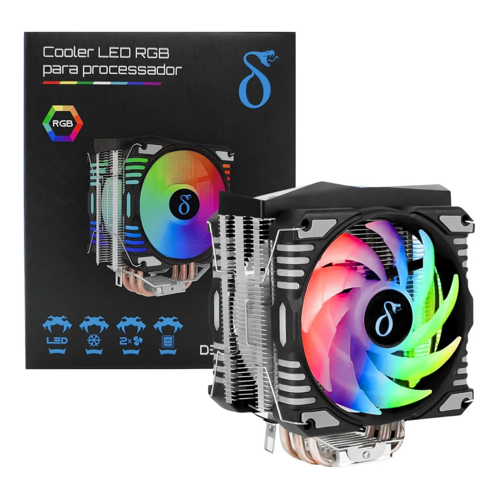 Air Cooler Gamer LED RGB, AMD / Intel 120mm, Preto - Aitek Delta C4218 7