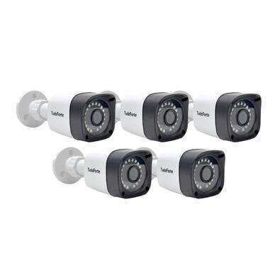 Kit 5 Câmeras De Segurança, FULL HD, 1080p 2mp, Bullet, 20 Metros, Infravermelho, Lente 2.8mm